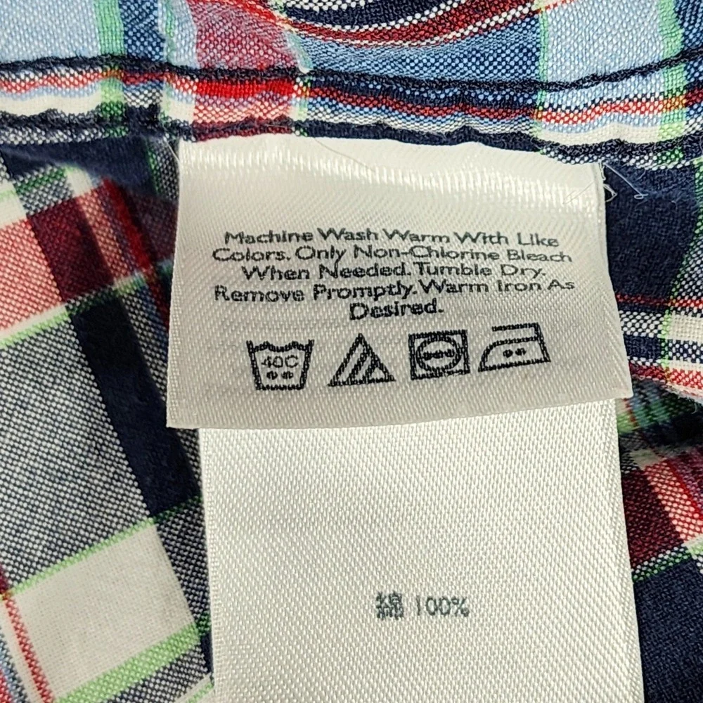Eddie Bauer sz XL Men‎ Button Up Shirt Plaid Blue Red Green White Short Sleeve